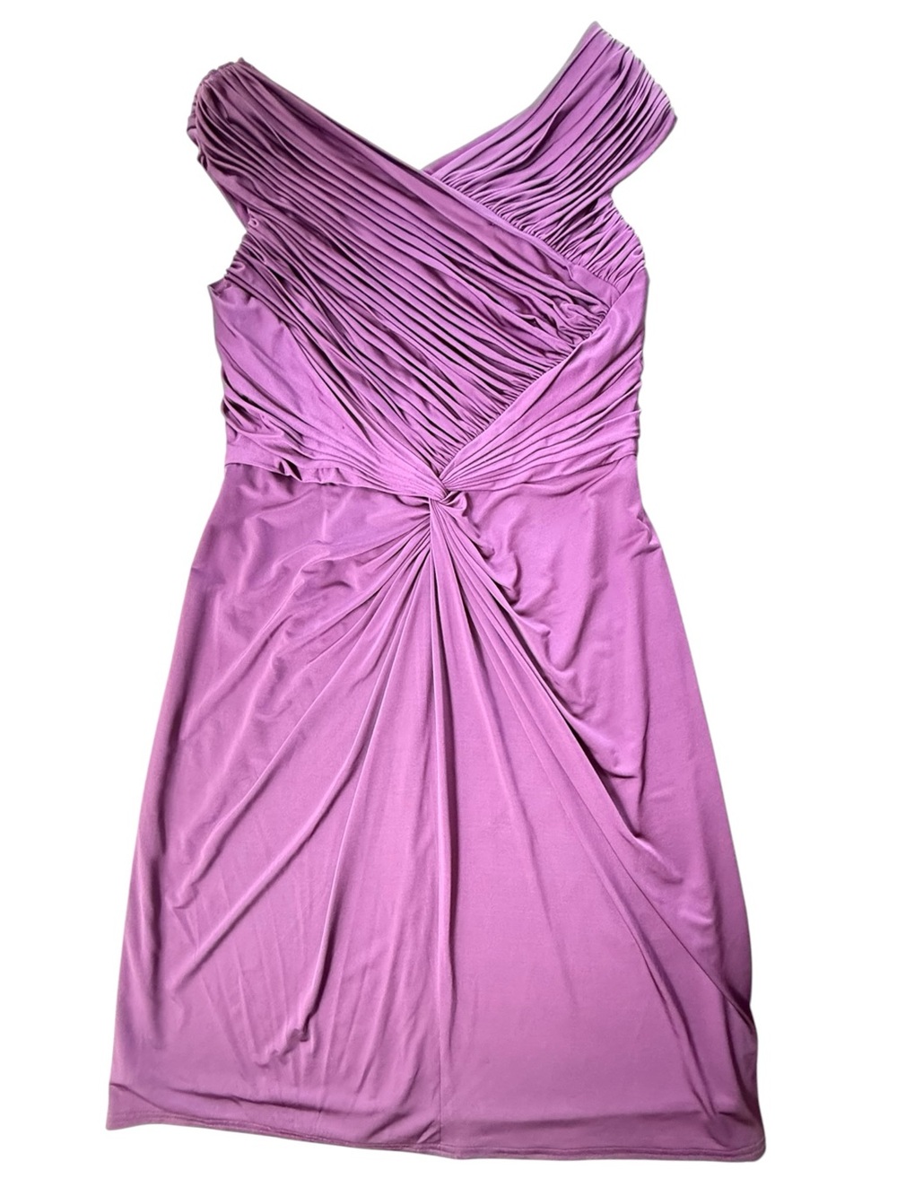 Tadashi Shoji Sleeveless Sheath Dress Women XL Purple Pleated Ruched Twist - Picture 5 of 13